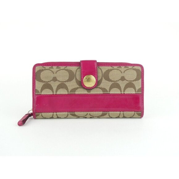 Coach Signature Khaki Berry Bifold Wallet - Picture 1 of 14